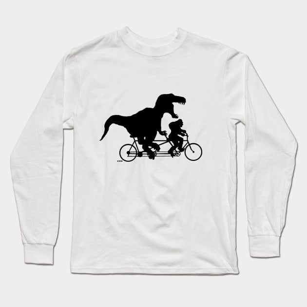 Gone Squatchin cycling with T-rex Long Sleeve T-Shirt by NewSignCreation